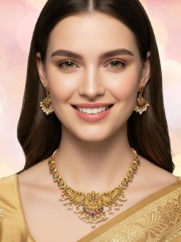 OOMPH - Women Multi-Color Goddess Laxmi Jewellery Set