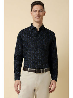 Allen Solly - Men Black Slim Fit Print Full Sleeves Formal Shirt