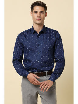 Allen Solly - Men Navy Blue Slim Fit Print Full Sleeves Formal Shirt