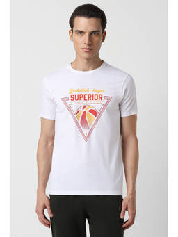 Van Heusen - Men White Print Round Neck T-Shirt