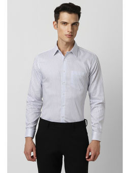 Van Heusen - Men White Slim Fit Stripe Full Sleeves Formal Shirt