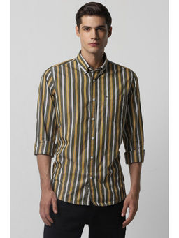 Van Heusen - Men Olive Slim Fit Stripe Full Sleeves Casual Shirt