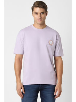 Van Heusen - Men Lavender Print Round Neck T-Shirt