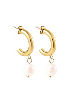 Perfectly Average - Pearl Hoops Earring | 18K Gold Plated Jewellery For Women