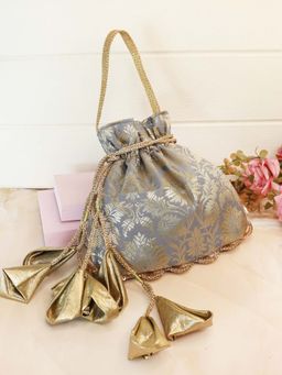 Soho Boho Studio - Grey Woven Fabric Potli