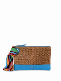 HIE - Blue Textured Synthetic Leather Pouch