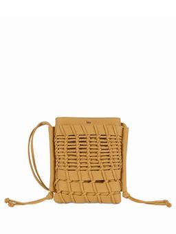 HIE - Yellow Solid Synthetic Leather Slingbag