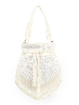 Odette - White Embellished Velvet Potli