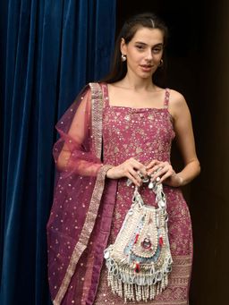 Odette - Multi-Color Embellished Suede Potli