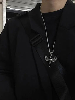 Salty Alpha - Men Greek Angel Silver Necklace