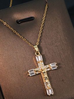 Salty Alpha - Men White Crystal Cross Light Necklace