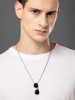 Salty Alpha - Men Black Sunglasses Cool Pendant Necklace