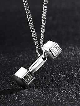 Salty Alpha - Men Dumbbell Silver Necklace