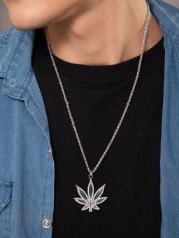 Salty Alpha - Men Cannabis Silver Leaf Necklace