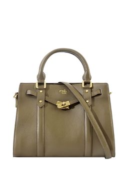 Eske - Taupe Solid Leather Handbag for Women