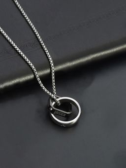 Designs & You - Silver Plated Stainless Steel Anti Tarnish Black Pendant Necklace