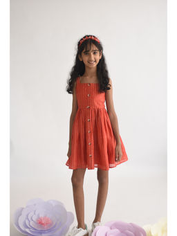 A Little Fable - Mini Scarlet Orange Dress