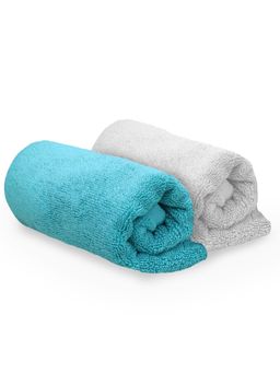Heelium - Bamboo Hand Towel, Soft, Absorbent & Odour Free, 65x40cm, 2 Pcs, Light Grey, Teal