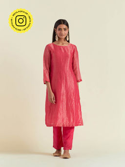 Ikshita Choudhary - Pink Kurta with Pant (Set of 2)