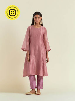 Ikshita Choudhary - Dusty Rose Gold Kurta with Pant (Set of 2)