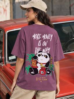 Bewakoof - Women's Purple Rich Flavours Graphic Printed Oversized T-shirt