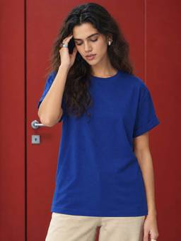 Bewakoof - Women's Blue Boyfriend T-shirt
