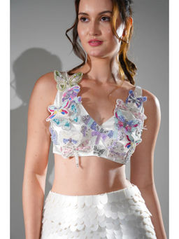 Realm By Vaishali - Hailey 3D Sequin and Rhinestone Embellished Butterfly Bralette Top