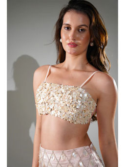 Realm By Vaishali - Madeline Salmon Peach Pearl Bralette Top