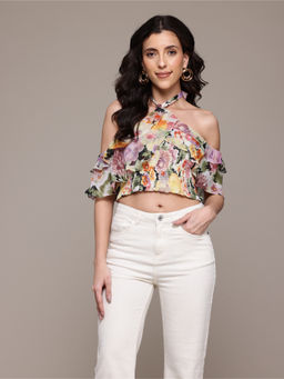 Label Ritu Kumar - Black Aelda Peplum Solid Top