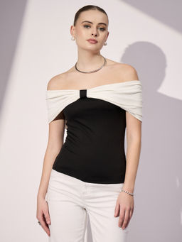 Uptownie Lite - Bow Bardot White Top