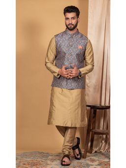 KISAH - Men Blue Kurta Jacket Set (Set of 3)