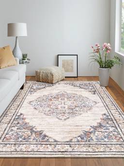 KALEEN - Traditional Carpet for Living Area Polyester Self Backing for Longevity Navy Blue