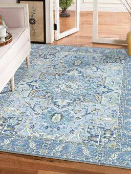 KALEEN - Traditional for Living Area Polyester Self Backing for Longevity Blue