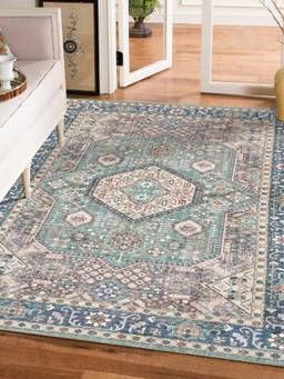 KALEEN - Traditional for Living Area Polyester Self Backing for Longevity Teal