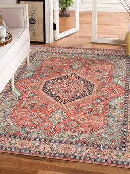 KALEEN - Traditional for Living Area Polyester Self Backing for Longevity Orange