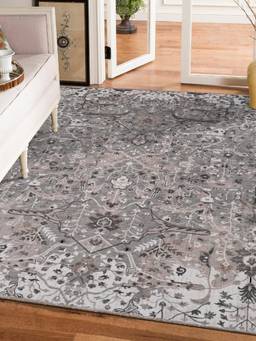KALEEN - Traditional for Living Area Polyester Self Backing for Longevity Grey