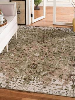 KALEEN - Traditional for Living Area Polyester Self Backing for Longevity Green