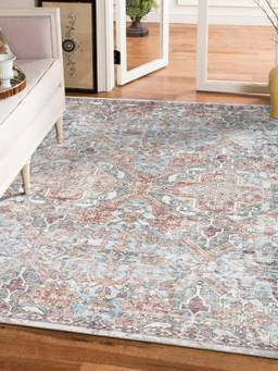 KALEEN - Traditional for Living Area Polyester Self Backing for Longevity Blue