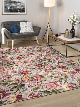 KALEEN - Floral for Living Area Polyester Self Backing for Longevity Magenta