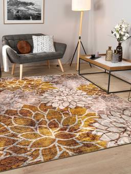 KALEEN - Floral for Living Area Polyester Self Backing for Longevity Multi-Color