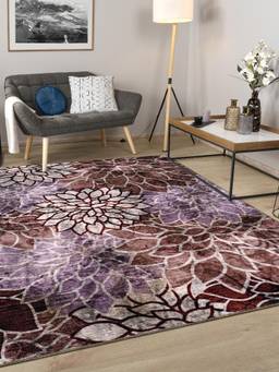 KALEEN - Floral for Living Area Polyester Self Backing for Longevity Burgundy