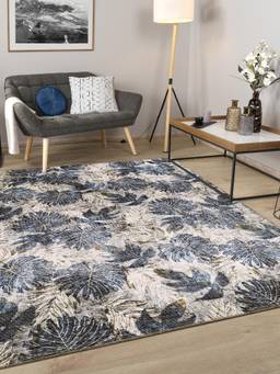 KALEEN - Floral for Living Area Polyester Self Backing for Longevity Blue