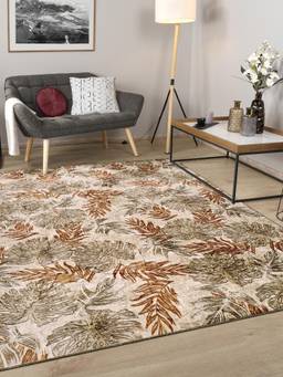 KALEEN - Floral for Living Area Polyester Self Backing for Longevity Orange