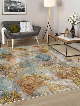 KALEEN - Floral for Living Area Polyester Self Backing for Longevity Gold
