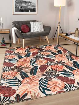 KALEEN - Floral for Living Area Polyester Self Backing for Longevity Orange