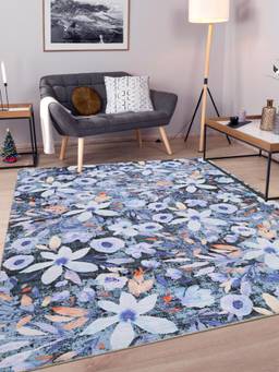 KALEEN - Floral for Living Area Polyester Self Backing for Longevity Purple