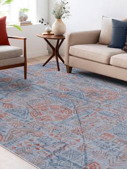 KALEEN - Traditional for Living Area Polyester Self Backing for Longevity Blue