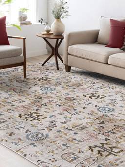 KALEEN - Traditional for Living Area Polyester Self Backing for Longevity Blue