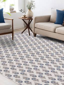 KALEEN - Traditional for Living Area Polyester Self Backing for Longevity White