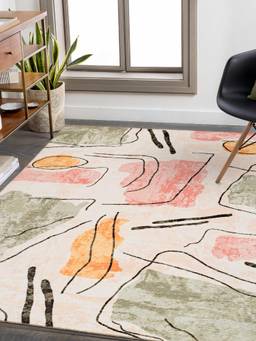 KALEEN - Abstract for Living Area Polyester Self Backing for Longevity Multi-Color